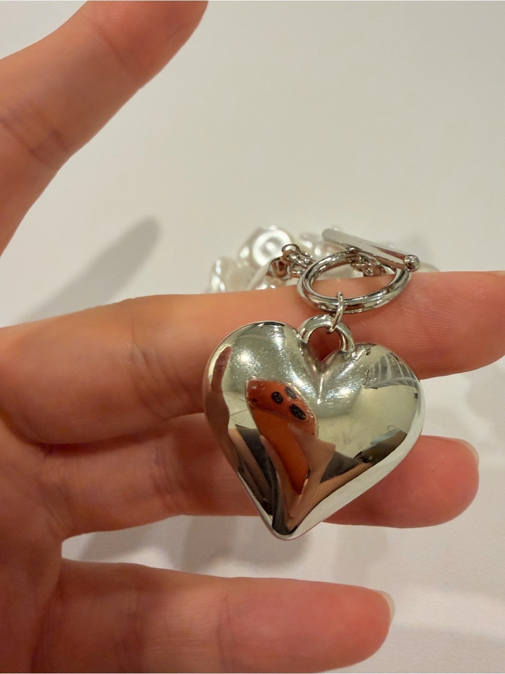 Silver Heart Charm Pearl Link Bracelet - Picture 8 of 10